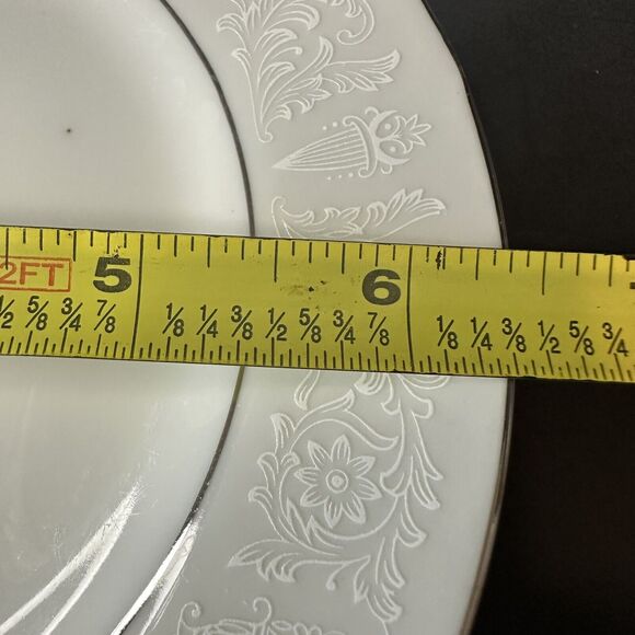 CROWN VICTORIA Lovelace 7 Bread & Butter Plates White w/Flowers & Urns - Picture 5 of 11